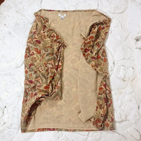 Talbots Petites Sz 14 Wool Wrap Skirt LUXURY Floral - Picture 4 of 9